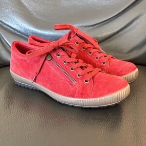 Legero Tanaro Zip Red Suede Sneakers Size 6.5UK/8.5US